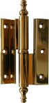 Aufsatzband links, Messing poliert unlackiert, 100mm Kröpfung D/13mm, Türscharnier, alt, antik,Türscharniere Landhaus, Lappenband